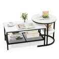 thumbnail image 1 of Gymax Nesting Coffee Table Set of 2 Faux Marble Top Detachable w/ Storage Shelf Black, 1 of 10