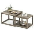 thumbnail image 1 of Gymax Nesting Coffee Table Set of 2 Stackable Rectangular End Tables w/ Storage Shelf, 1 of 10