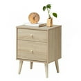 thumbnail image 1 of Gymax Nightstand 2-Drawer Beside End Side Table w/Rubber Legs Oak Finish, 1 of 10