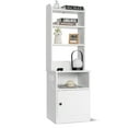 thumbnail image 1 of Gymax Nightstand Bedside End Side Table Bookshelf w/ Charging Station White, 1 of 10