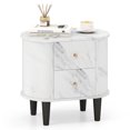 thumbnail image 1 of Gymax Nightstand w/ 2 Drawers Faux Marble Bedside Table for Small Space, 1 of 10