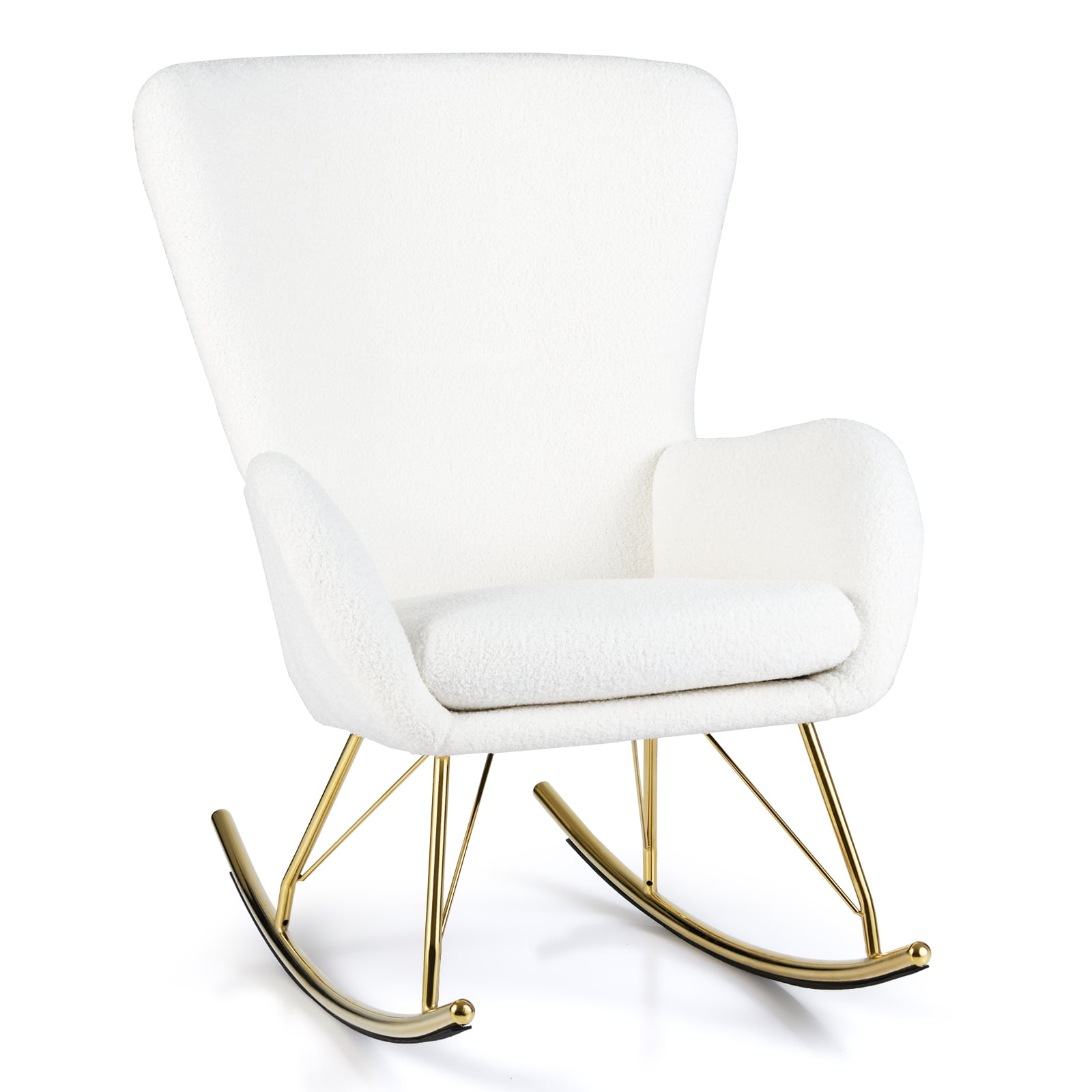 Gymax Nursery Rocking Chair w/ Curved Backrest & Armrests Detachable Seat Cushion