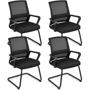 Gymax Office Mesh Chair Set of 4 Upholstered Guest Conference Chair w/Ergonomic Backrest