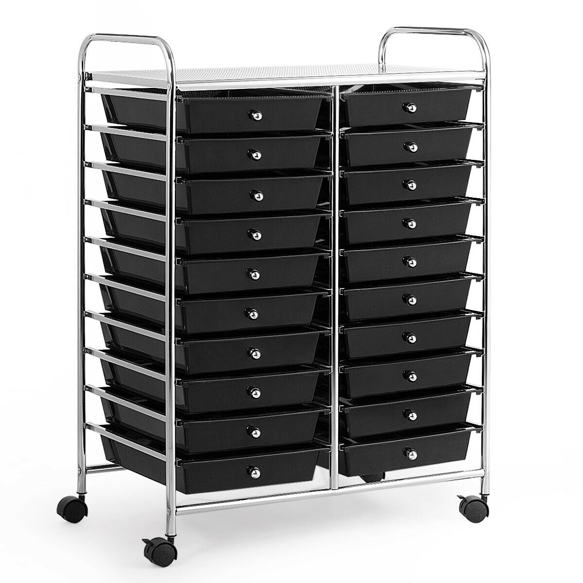 Storage Drawer Carts, 3-Drawer Organizer with Black Casters, Rolling  Utility Cart for School, Entryway, Office, Bathroom, 2-Pack 
