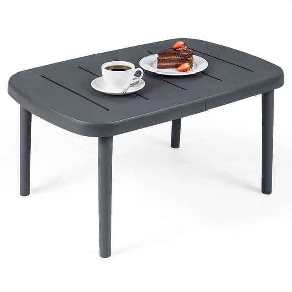 Gymax Outdoor Coffee Table Rectangular Patio Storage Table w/ Aluminum Alloy Rods