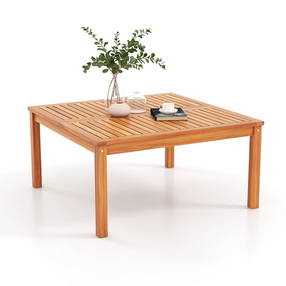 Gymax, Outdoor Coffee Table, 35.5'' x 35.5'' Square, Acacia Wood ...