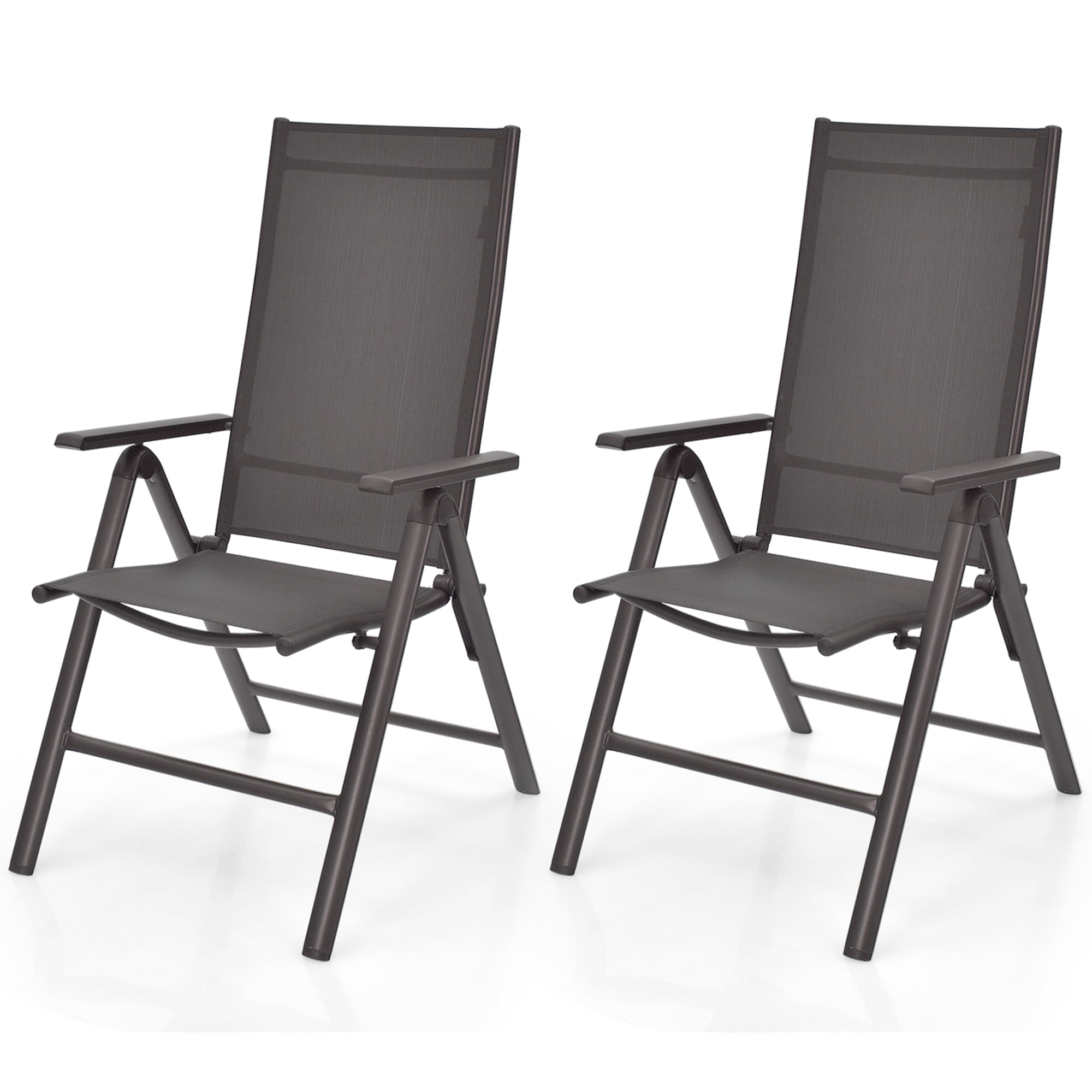 Gymax Outdoor Dining Chair - Aluminum - Set of 2 - Folding - Black