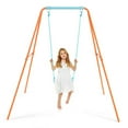 thumbnail image 1 of Gymax Outdoor Kids Swing Set Heavy Duty Metal A-Frame w/Ground Stakes Orange, 1 of 10