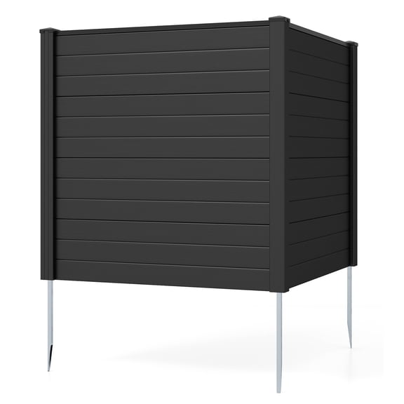 Gymax 48'' W x 48'' H Outdoor Privacy Fence Screen 2  Panels Air Conditioner Fence with Galvanized Metal Ground Stakes