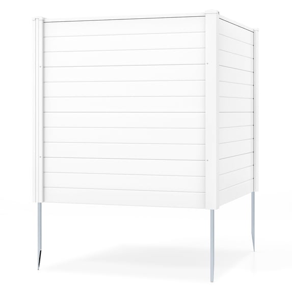 Gymax PP Privacy Fence Screen 48'' H x 48'' W 2 Panels No-Dig Air Conditioner Trash Can Pool Equipment Enclosure with Galvanized Ground Stakes White