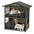 thumbnail image 1 of Gymax Outdoor Rattan Cat House 2-Tier Wicker Windows Removable Cushions Large Entrance, 1 of 10