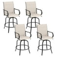 thumbnail image 1 of Gymax Outdoor Swivel Bar Stool Set of 4 w/Breathable Fabric and Heavy Duty Metal Frame Gray, 1 of 9