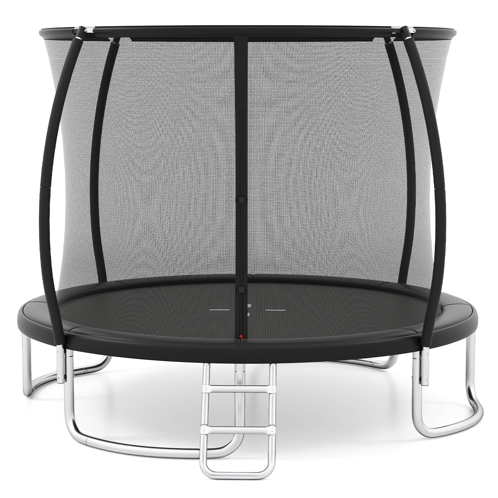 Gymax Outdoor Trampoline w/Safety Enclosure Net & Anti-Rust Galvanized Steel Frame Black
