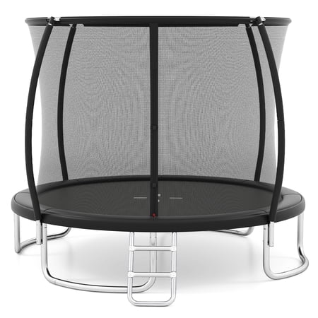 Gymax Outdoor Trampoline w/Safety Enclosure Net & Anti-Rust Galvanized Steel Frame Black
