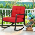 thumbnail image 1 of Gymax Outdoor Wicker Rocking Chair with Red Cushion, 1 of 10