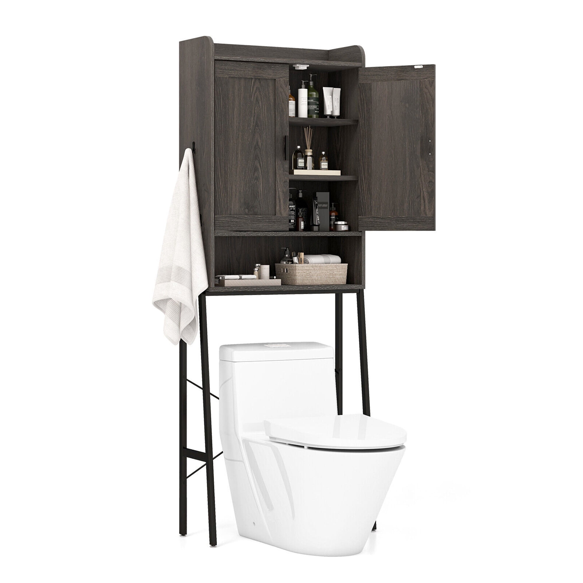 Gymax Farmhouse Style FreeStanding Over The Toilet Storage