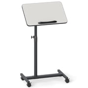 Gymax C-Shaped End Table Height Adjustable Side Table w/ Tilting Top 360-Degree Swivel TV Tray for Small Spaces Sofa or Bedside, Night Stand w/ Wheels