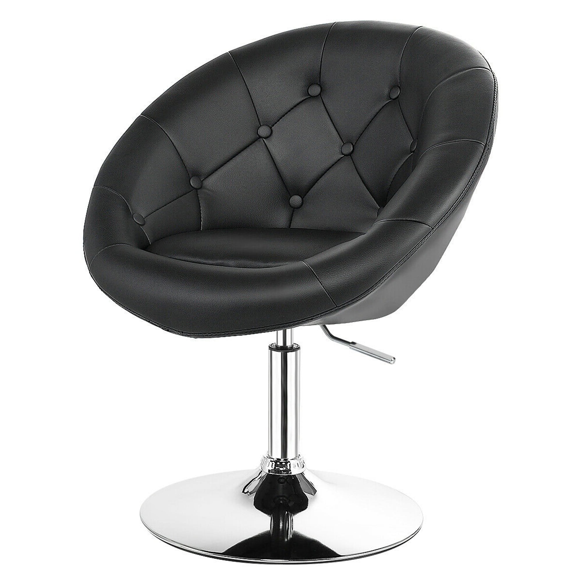 Modern Chrome and Black PU Leather Adjustable Swivel Chair
