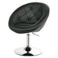 thumbnail image 1 of Gymax PU Leather Adjustable Modern Chair Swivel Round Tufted Back Black, 1 of 5