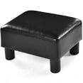 thumbnail image 1 of Gymax PU Leather Ottoman Rectangular Footrest Small Stool w/ Padded Seat Black, 1 of 10