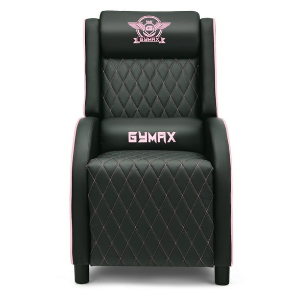 Gymax PU Leather Single Sofa Home Theater Seat Massage Gaming Recliner Chair Pink