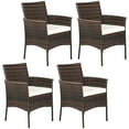 thumbnail image 1 of Gymax Patio 4PCS Rattan Arm Dining Chair Cushioned Sofa Furniture Brown, 1 of 10