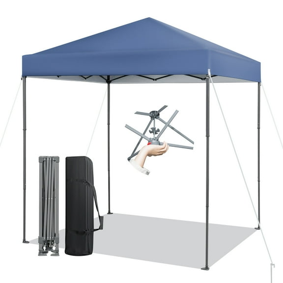 Gymax Patio 6.6 x 6.6ft Outdoor Pop-up Canopy Tent UPF 50+ Portable Sun Shelter Blue