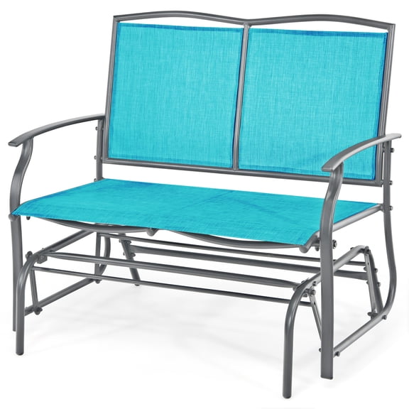 Gymax Patio Glider Rocking Bench Double 2 Person Chair Loveseat Garden Grey Turquoise