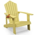 thumbnail image 1 of Gymax Patio HIPS Outdoor Weather Resistant Slatted Chair Adirondack Chair w/ Cup Holder Yellow, 1 of 8