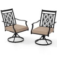 thumbnail image 1 of Gymax Patio Metal Swivel Chairs Set of 2 Fabric Bistro Rocker Chairs w/ Curved Armrests, 1 of 9