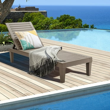 Gymax Patio Outdoor Chaise Lounge Chair Recliner w/ Adjustable Backrest Brown