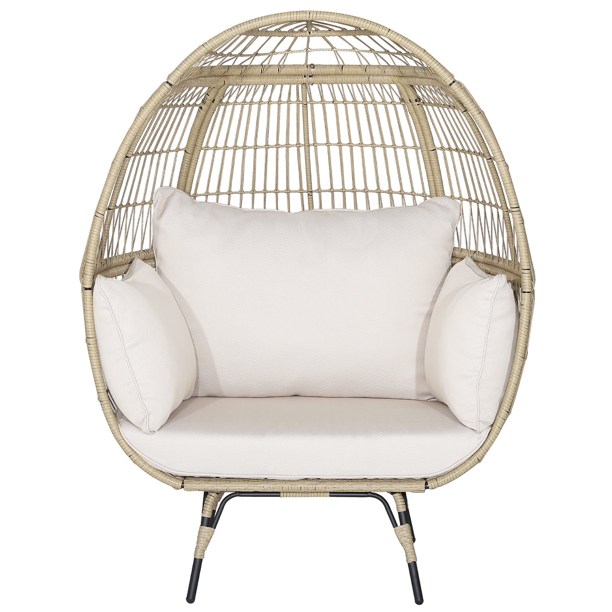 Gymax Patio Rattan Oversized Wicker Egg Chair Stationary Lounge