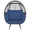 thumbnail image 1 of Gymax Patio Rattan Wicker Lounge Chair Oversized Outdoor Metal Frame Egg Chair w/ 4 Cushions, 1 of 9