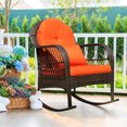 thumbnail image 1 of Gymax Patio Rattan Wicker Rocking Chair Porch Deck Rocker Outdoor Furniture W/ Cushion, 1 of 10