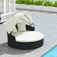 thumbnail image 1 of Gymax Patio Round Daybed Wicker Daybed w/ Retractable Canopy Separated Seating Sectional Sofa Black & White, 1 of 9