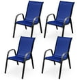 thumbnail image 1 of Gymax Patio Set of 4 Dining Chairs Stackable Armrest Space Saving Garden Patio Navy, 1 of 6