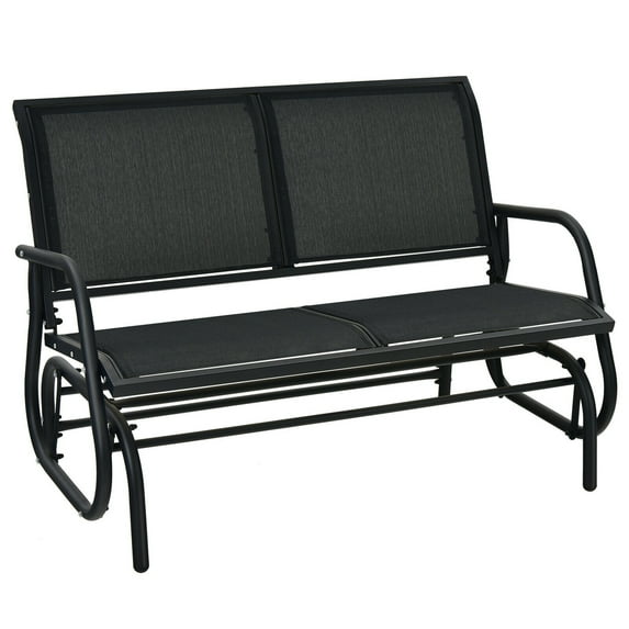 Gymax Patio Swing Glider Bench Loveseat Rocking Chair Backyard Poolside Black