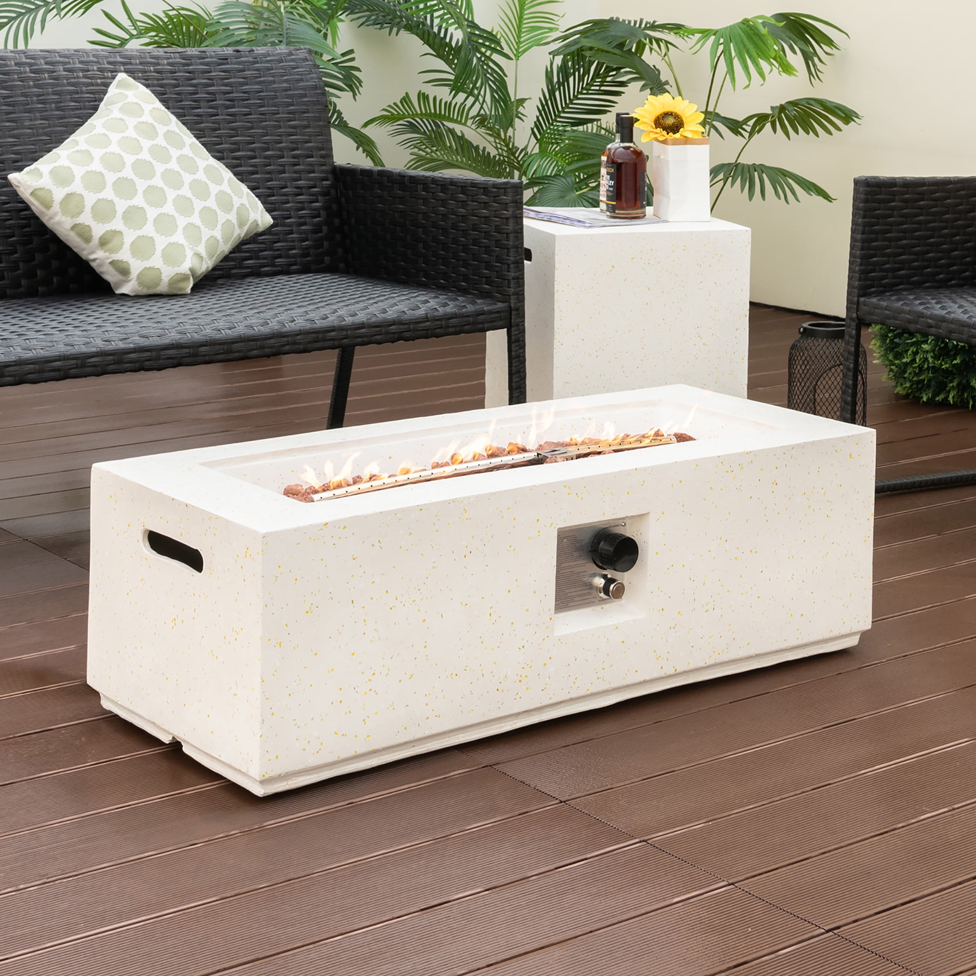 Gymax Outdoor Propane Fire Pit Table for Deck &