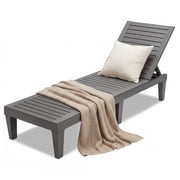 Gymax Lounge Chair Chaise Recliner Weather Resistant Adjustable Outdoor Gray