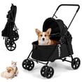 Small Single Cubicles Gymax Pet Stroller for Small Medium Dogs w/Swivel Front Wheels & One ...
