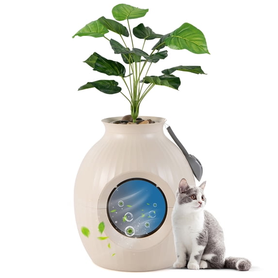 Gymax Plant Cat Litter Box w/ Smart Odor Removal Hidden Cat Litter Box Furniture