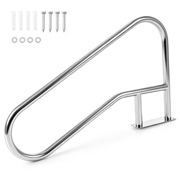 Gymax Pool Handrail 50 x 30 Inch Pool Railing for Inground Pools 304 Stainless Steel