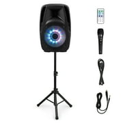 Gymax Portable 15 1500W 2-way Powered Speaker w Illuminating Light