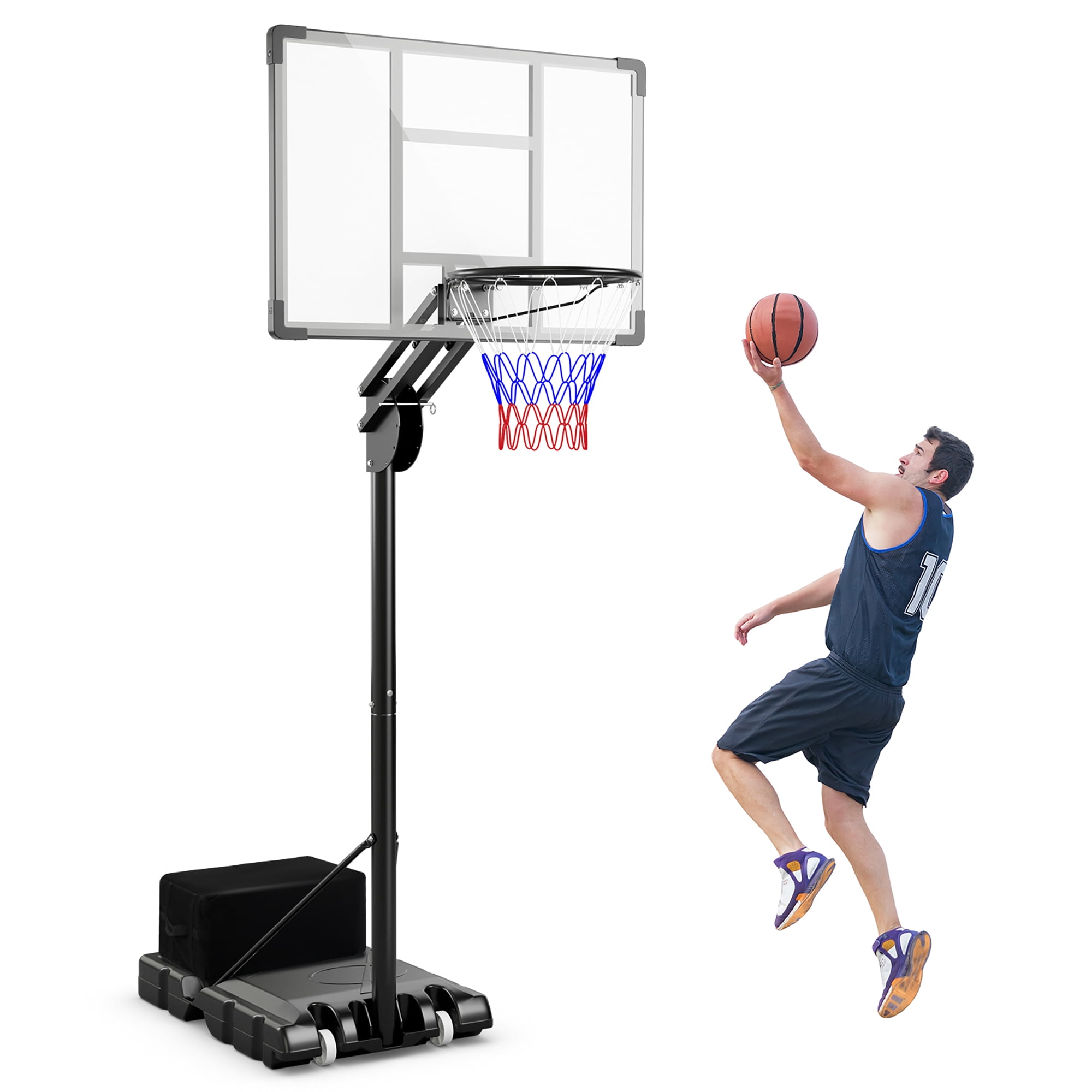 Gymax Portable Basketball Hoop System 4.9-10 FT Adjustable w/ Weight ...
