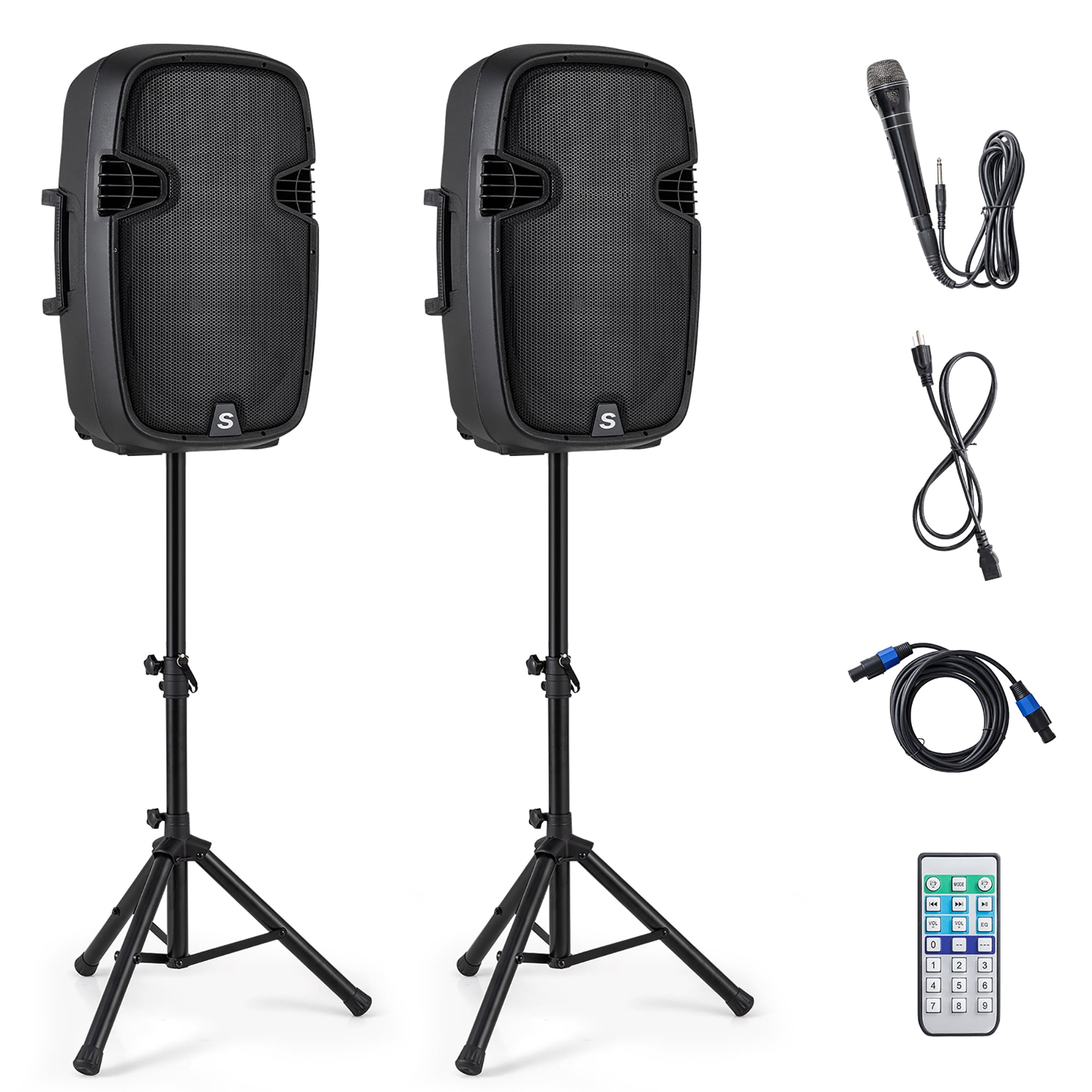 Gymax Professional DJ System  Portable Bluetooth 15 2Way 2000W Speakers with Stand & Controller  (图1)