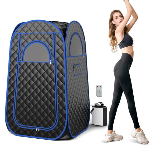 Gymax Portable Home Sauna Full Body Steam Sauna Tent w/ 3L Steam Generator Black