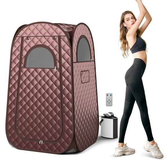 Gymax Portable Home Sauna Full Body Steam Sauna Tent w/ 3L Steam Generator Coffee