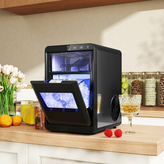 Gymax Portable Nugget Ice Maker Countertop w/ Self-Cleaning One-Touch Operation