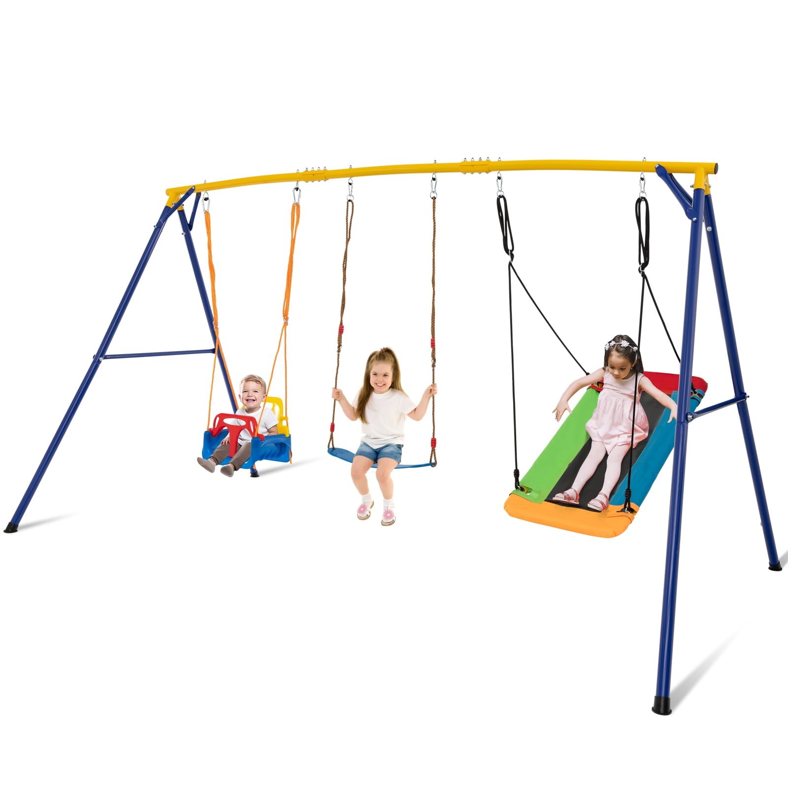 Gymax 660 LBS Indoor Outdoor Swing Set Heavy Duty Carbon Steel Swing Frame w/ 1 Belt Swing