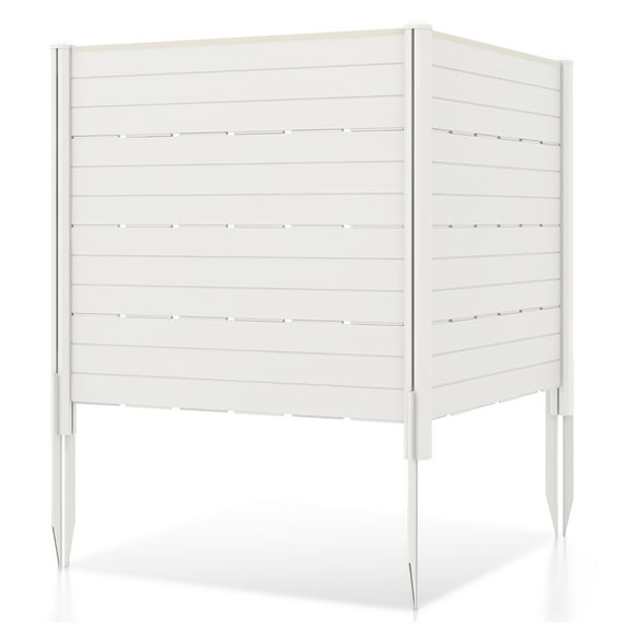 Gymax Privacy Fence Screen 48'' L x 46'' H Air Conditioner Fence w/ 5 Ground Stakes Outside White